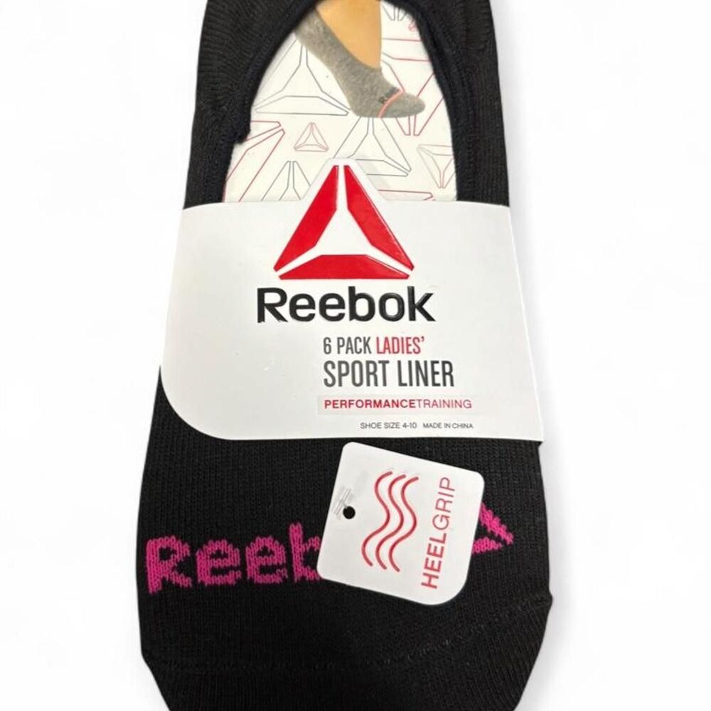 Reebok Women’s 6 Pack Sport Liner Socks Black Shoe Size 4-10